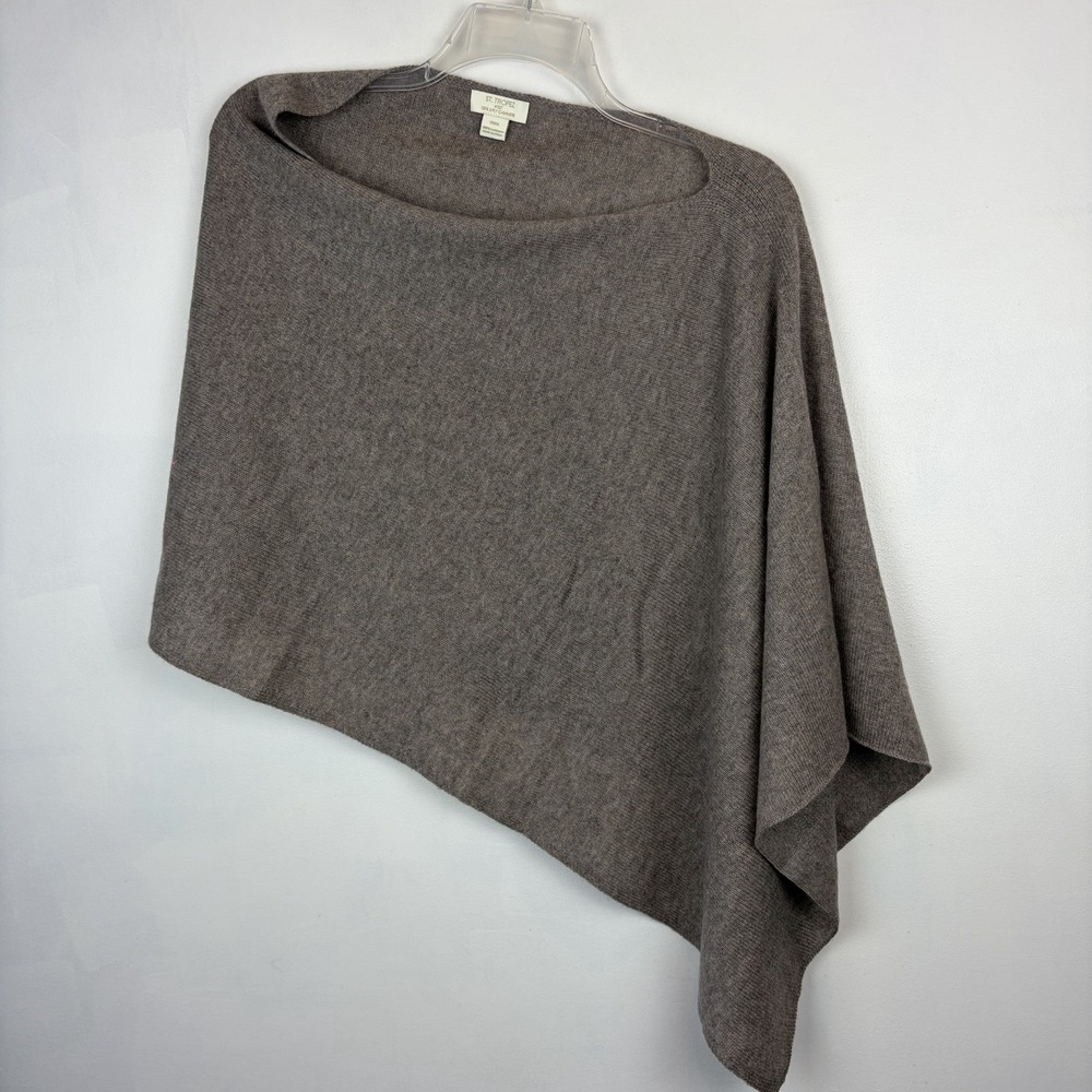 St Tropez 100% Cashmere Topper Poncho Wrap Sweater Camel Womens One Size Capsule